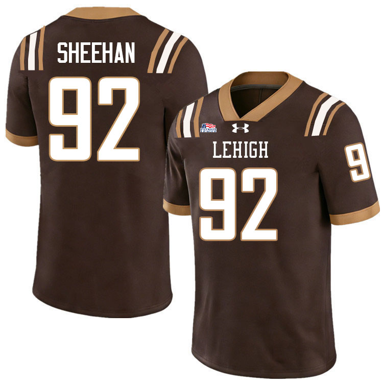 Lehigh Mountain Hawks #92 Dillon Sheehan College Football Jerseys,Uniforms-Brown